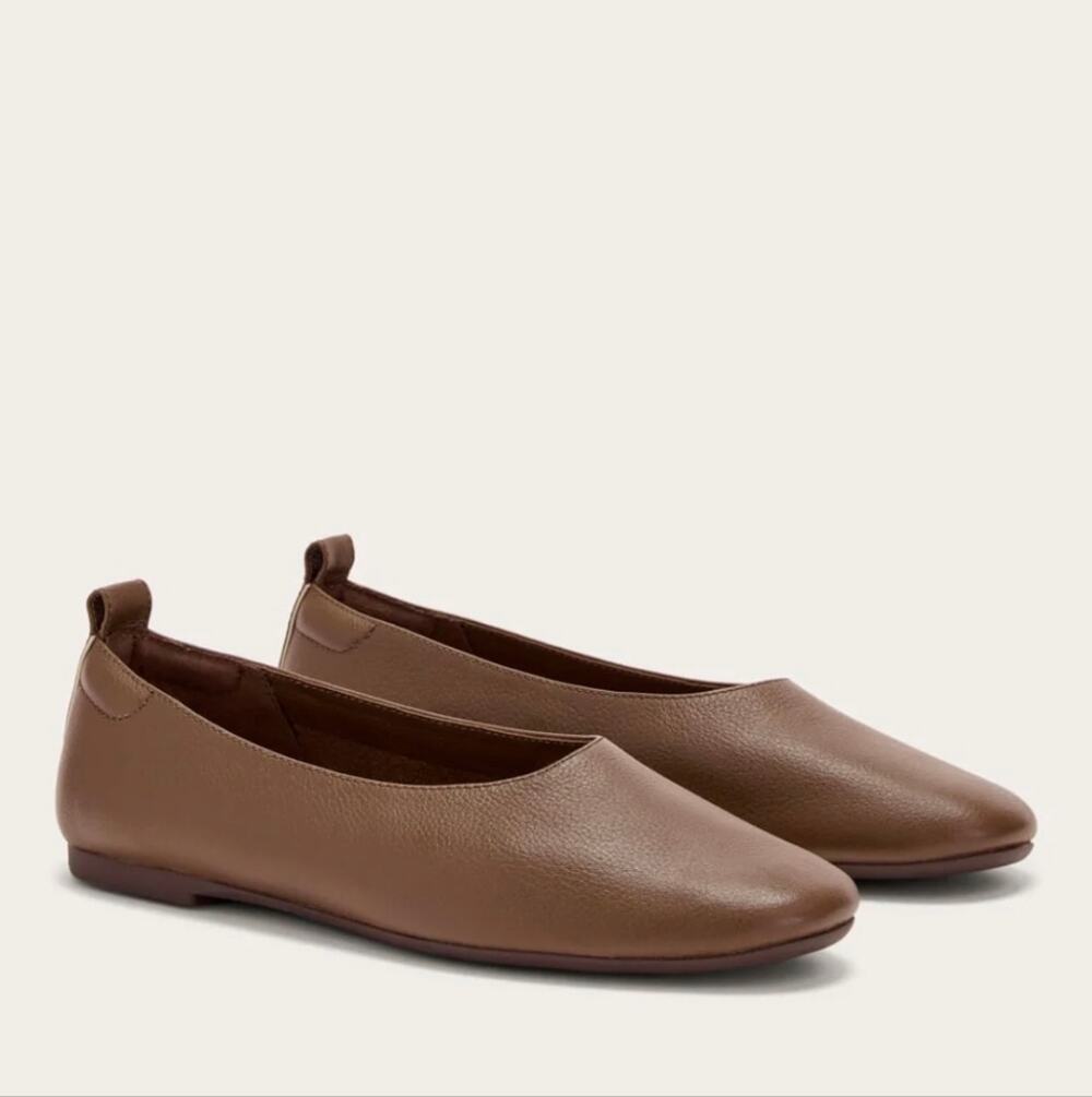 Everlane The Day Glove Cocoa Brown Leather Ballet Flats 9.5 NEW Quiet Luxury